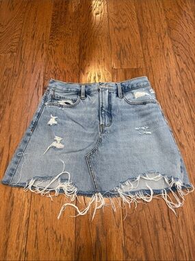 Frame Distressed Light Blue Denim Mini Skirt, Sz 26